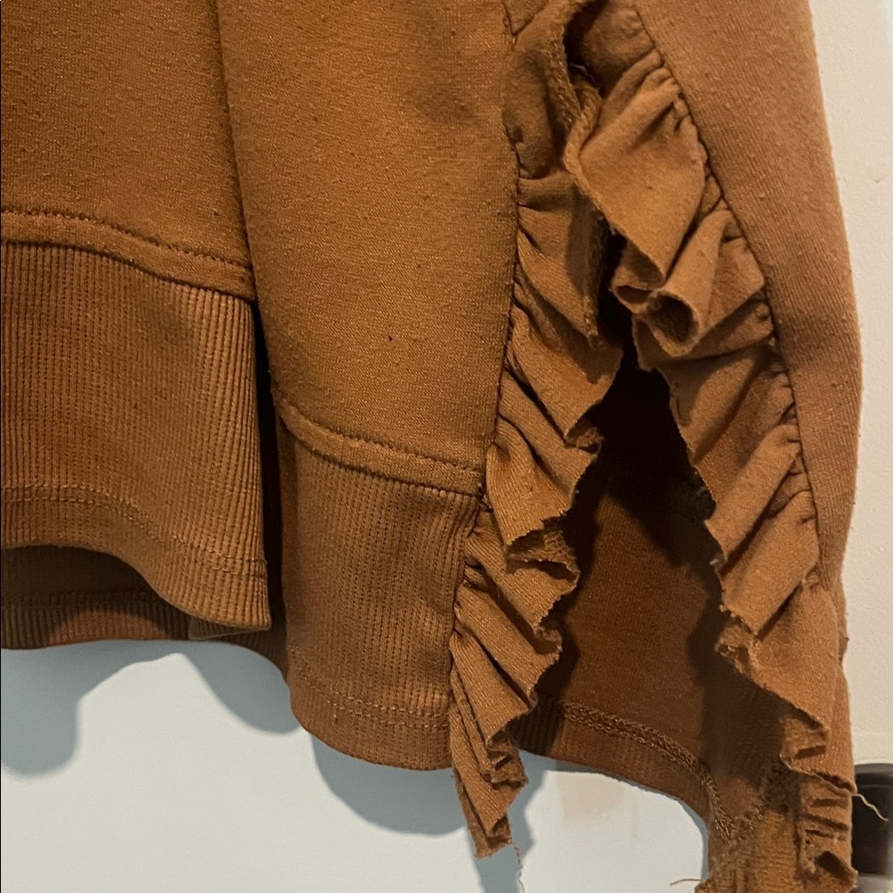 Cupio Tan Short Sleeve Top with Ruffle Detail - Picture 3 of 5